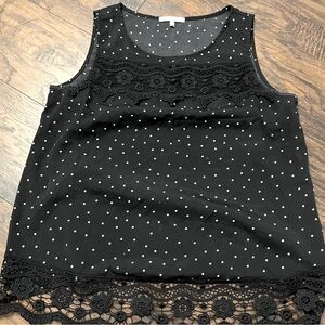 Your Story Black and White microdots with lace trim size Large